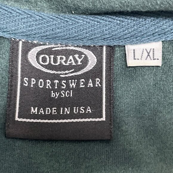 Ouray Cream Pullover W/ Teal Pattern Button-Up Closure Size L/XL - Picture 6 of 8